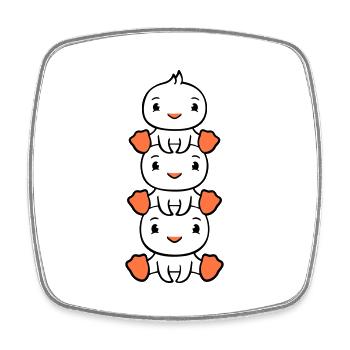 3 Ducks Tower Friends Kids Piggyback Sitting Head - Square fridge magnet - white - Front
