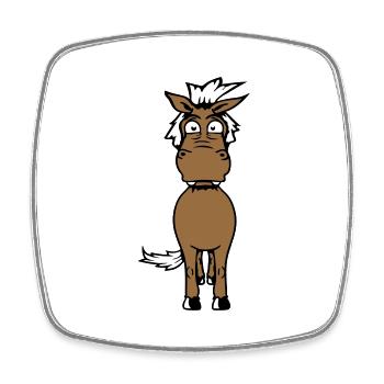 Horse Anxious Funny Funny Grimace Cartoon - Square fridge magnet - white - Front