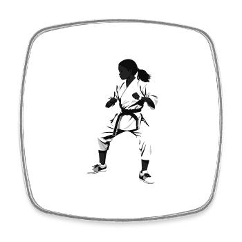 Karate Girl Fighter - Martial Arts Sports Sticker - Viereckiger Kühlschrankmagnet - Weiß - Vorne