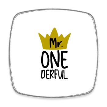 Mr. Onederful - Ein Jahr Geburtstag Junge Krone - Viereckiger Kühlschrankmagnet - Weiß - Vorne