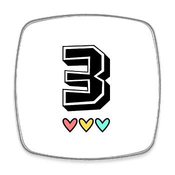 3 YEARS. 3rd ANNIVERSARY. BIRTHDAY 3 YEARS. 3 - Square fridge magnet - white - Front