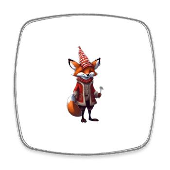 Weihnachten Festlicher Fuchs - Viereckiger Kühlschrankmagnet - Weiß - Vorne