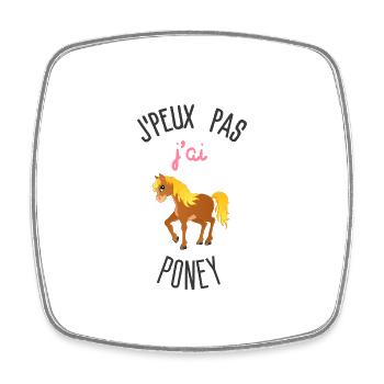 J peux pas j ai poney - Magnet carré - blanc - Devant