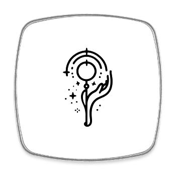 Magical Healing Sign Line Art - black - Square fridge magnet - white - Front