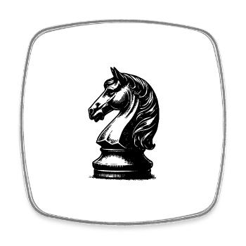 Schachspiel Schachfigur Pferd Springer - Viereckiger Kühlschrankmagnet - Weiß - Vorne