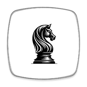 Schachfigur Pferd Springer Schachpferd Zeichnung - Viereckiger Kühlschrankmagnet - Weiß - Vorne