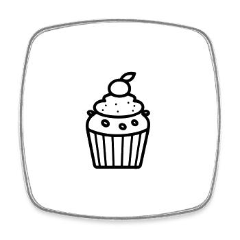 Muffin - Viereckiger Kühlschrankmagnet - Weiß - Vorne