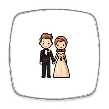 Brautpaar Hochzeit - Viereckiger Kühlschrankmagnet - Weiß - Vorne