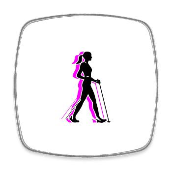 Nordic Walking Frau Symbol - Viereckiger Kühlschrankmagnet - Weiß - Vorne