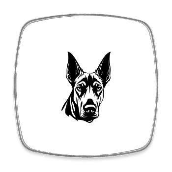 Doberman Hund Kopf - Viereckiger Kühlschrankmagnet - Weiß - Vorne