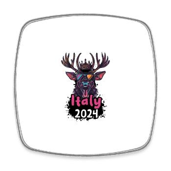 Italie 2024 Cerf - Magnet carré - blanc - Devant