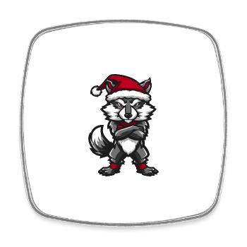 Wolf Christmas - Square fridge magnet - white - Front