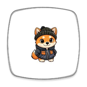 Shiba Inu Chien Hiver - Magnet carré - blanc - Devant