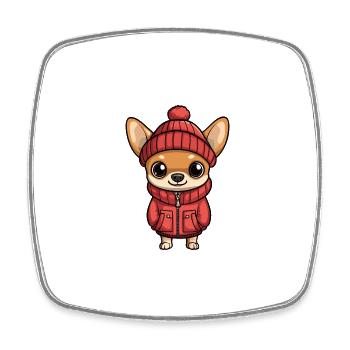 Chihuahua Chien Hiver - Magnet carré - blanc - Devant