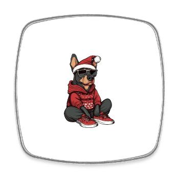 Doberman Chien Noël Noël - Magnet carré - blanc - Devant