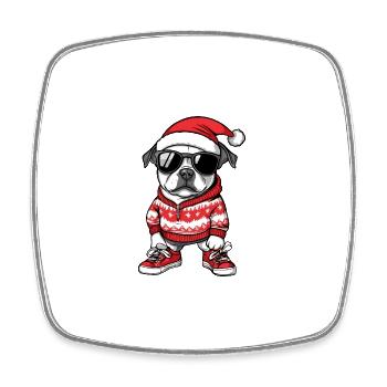 Staffordshire Bull Terrier Chien Noël Noël - Magnet carré - blanc - Devant