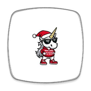 Einhorn Weihnachten Ugly Christmas - Viereckiger Kühlschrankmagnet - Weiß - Vorne
