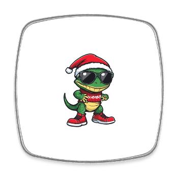Lézard Gecko Noël Moche Noël - Magnet carré - blanc - Devant