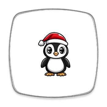 Pingouin Noël Noël - Magnet carré - blanc - Devant