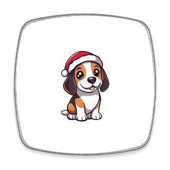 Beagle chien Noël mignon - Magnet carré - blanc - Devant