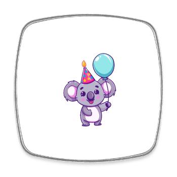 Bande dessinée d’anniversaire Koala - Magnet carré - blanc - Devant