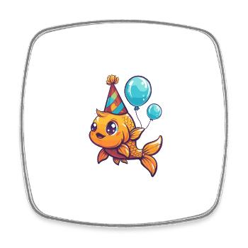 Poisson rouge anniversaire bébé - Magnet carré - blanc - Devant