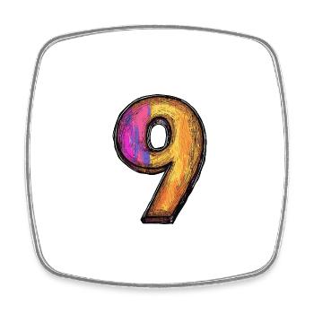 9 Zahl symbol - Viereckiger Kühlschrankmagnet - Weiß - Vorne