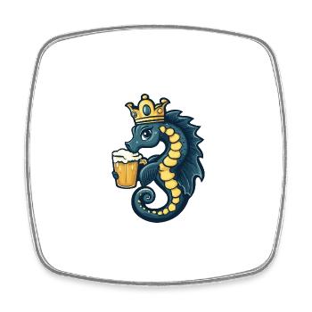 Seahorse Beer Funny - Square fridge magnet - white - Front