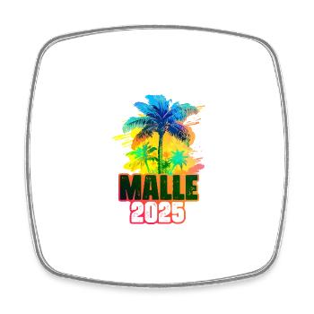 Malle 2025 Palmiers colorés - Magnet carré - blanc - Devant
