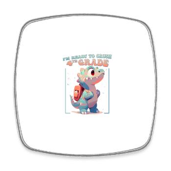 Rawr T Rex Dinosaur Kids - Ich bin bereit, den 4. Platz zu vernichten - Viereckiger Kühlschrankmagnet - Weiß - Vorne