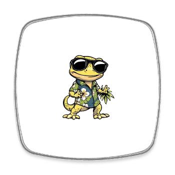 Lizard Comic Cool Summer - Square fridge magnet - white - Front