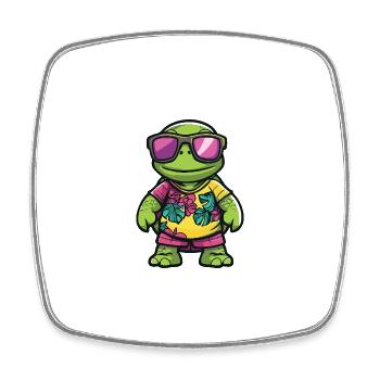 Turtle Comic Holiday - Square fridge magnet - white - Front