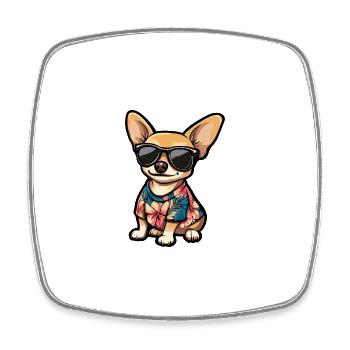 Chihuahua Hund Comic Urlaub - Viereckiger Kühlschrankmagnet - Weiß - Vorne