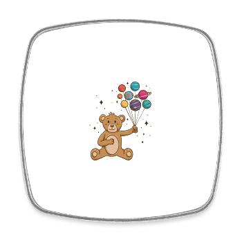 Teddy Bear Planet Balloons Astronaut - Square fridge magnet - white - Front