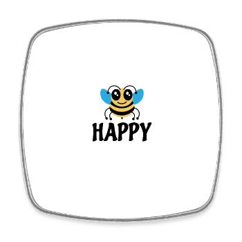 Bee Happy - Viereckiger Kühlschrankmagnet - Weiß - Vorne