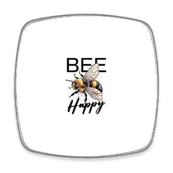 Bee Happy - Viereckiger Kühlschrankmagnet - Weiß - Vorne