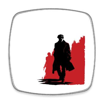 The Mysterious Detective - Square fridge magnet - white - Front