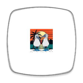 Blue-footed boobies couple - Square fridge magnet - white - Front