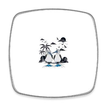 Galapagos Islands Blue-footed boobies - Square fridge magnet - white - Front