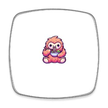Bol de nouilles japonaises Kawaii Ramen Bigfoot - Magnet carré - blanc - Devant