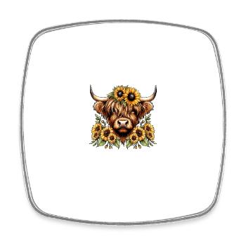 Bovins écossais Highland Tournesol - Magnet carré - blanc - Devant