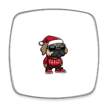 Mastiff Chien Noël Cool Noël - Magnet carré - blanc - Devant