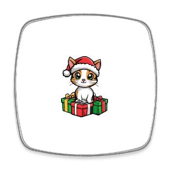 Cat Christmas Comic Gifts Head - Square fridge magnet - white - Front