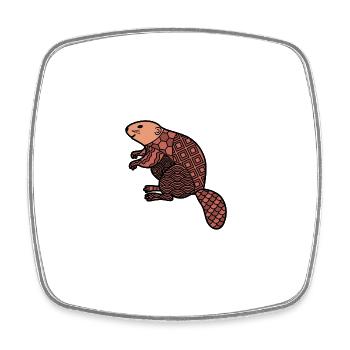 ZenDoodle "Beaver" - Square fridge magnet - white - Front