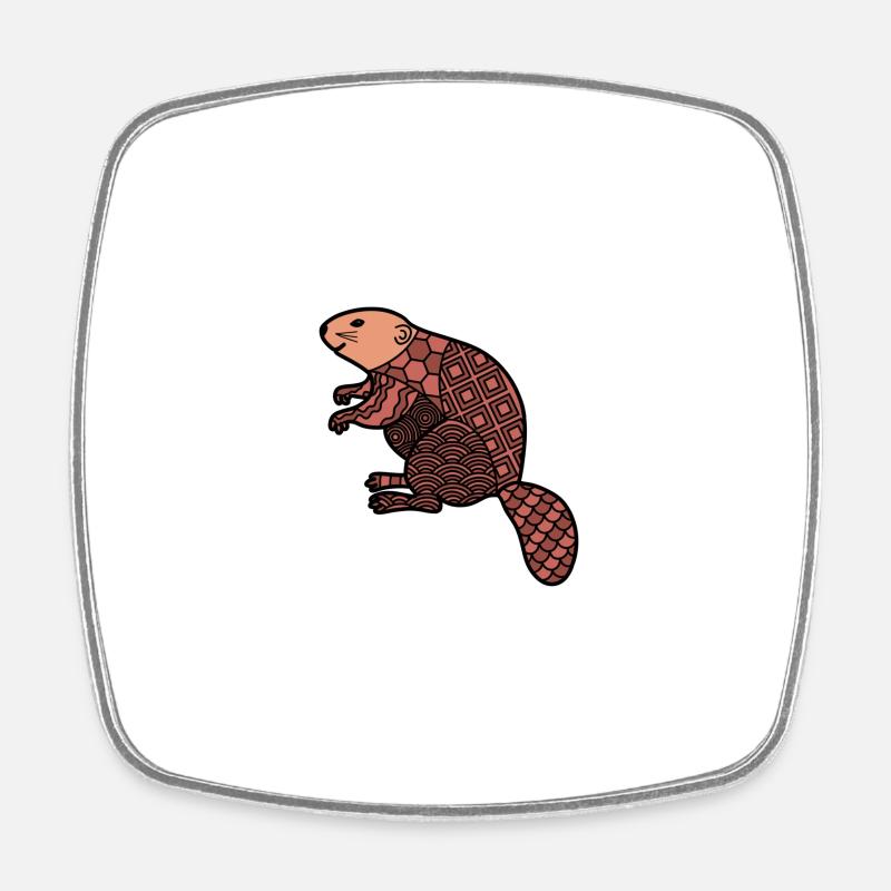 ZenDoodle "Beaver" - Square fridge magnet - white
