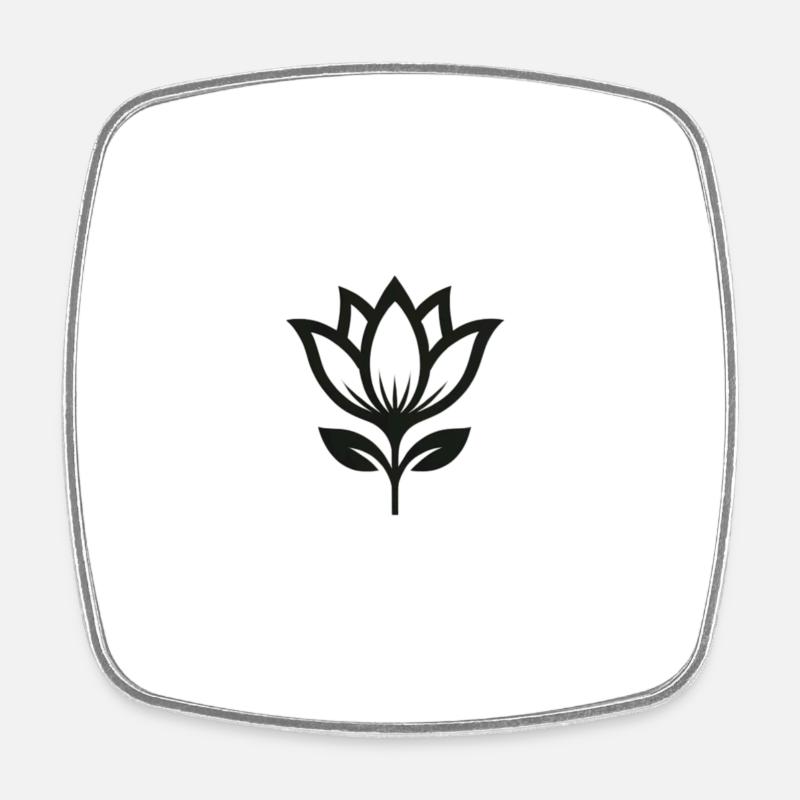 Minimalist Flower - Square fridge magnet - white