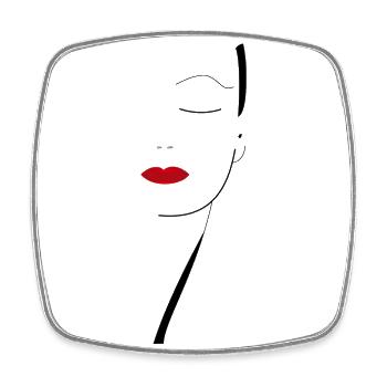 Visage Femme Lèvres rouges Bouche - Magnet carré - blanc - Devant