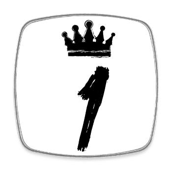 1 number crown - Square fridge magnet - white - Front