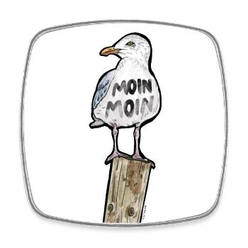 Moin Moin / Möwe / Norddeutschland / See / Meer - Viereckiger Kühlschrankmagnet - Weiß - Vorne