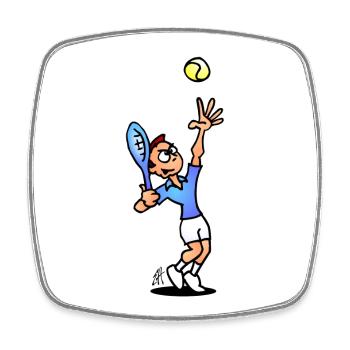 Tennis Serve, Full Color Design - Square fridge magnet - white - Front